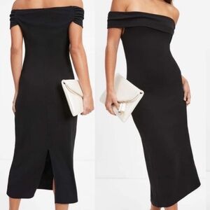 Lush MAROON Off the Shoulder Midi Dress